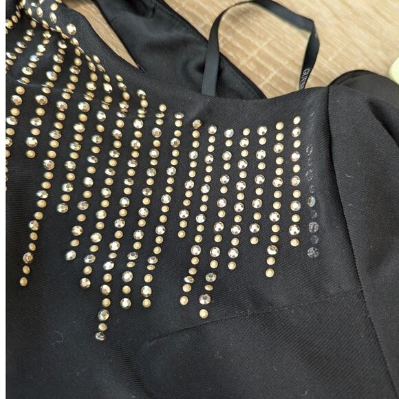 Y2K Guess Studded Sequin Cold Shoulder Formal Maxi Slip Dress Size 4 - Picture 6 of 9